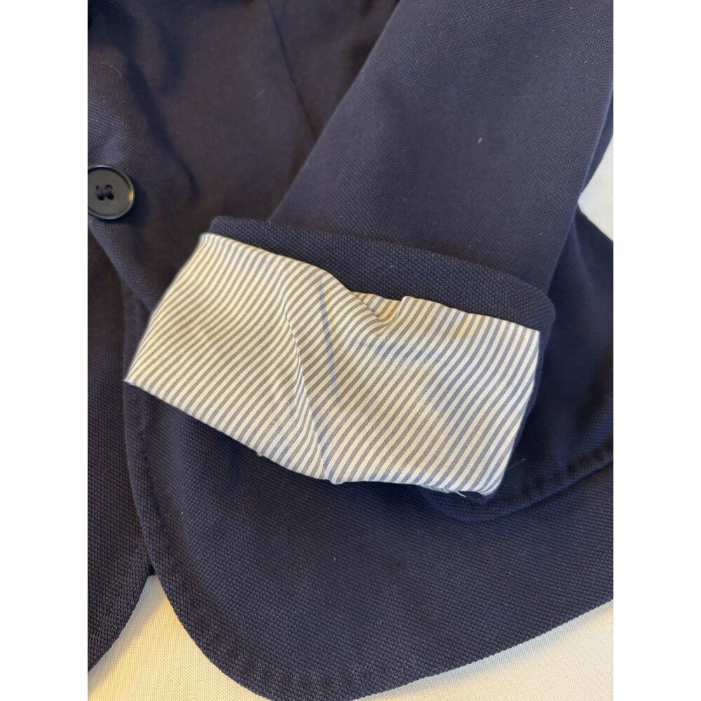 TALBOTS Blazer Navy Blue Women 10 Single Breasted Cotton Jacket Nautical Office - Picture 9 of 14